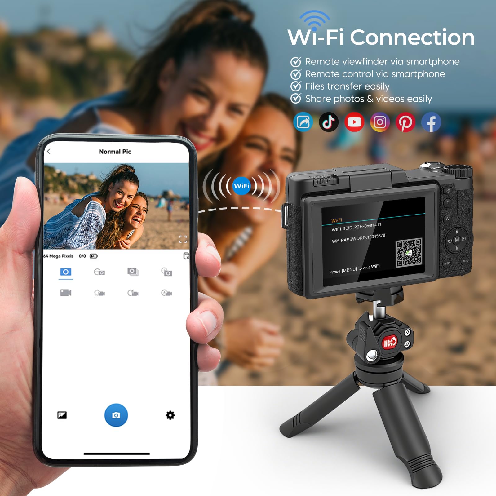 Amazon.co.jp: 5Kデジタルカメラ 写真撮影用 64MP WiFi Vlogカメラ